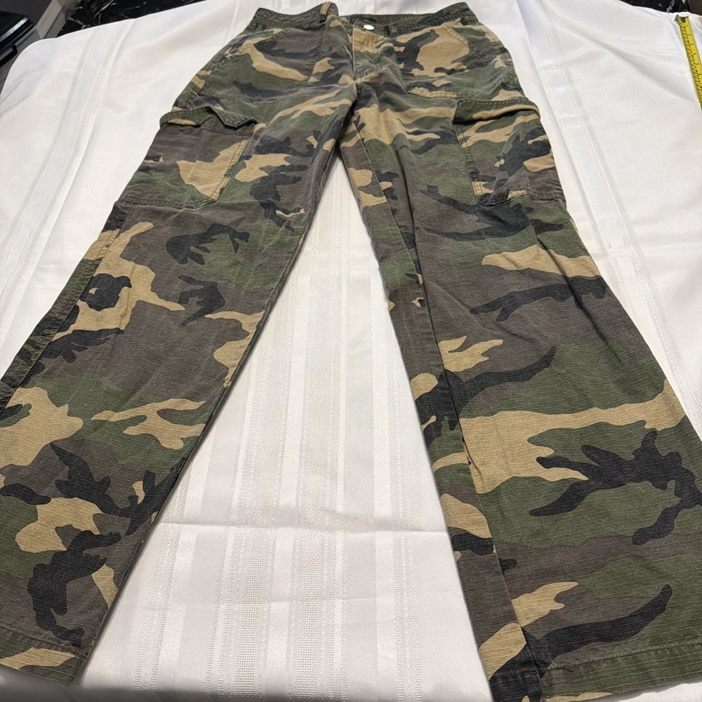 Windsor Womens Camo Cargo Pants Green Brown Woodland Ripstop Utility Straight